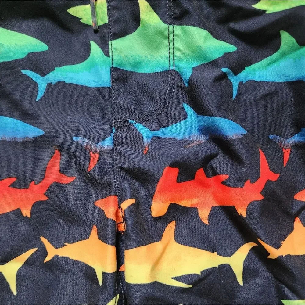 Gap Kids Boy's Multi-Color Shark Graphic Swimwear Swim Trunks Medium M 8